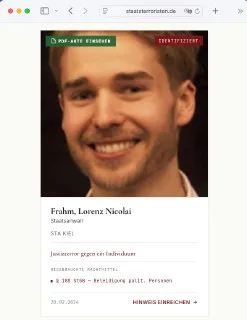 Dank Eurer Hilfe: Staatsterrorist Lorenz Nicolai Frahm IDENTIFIZIERT!