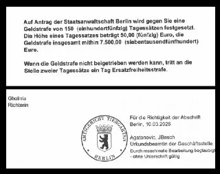 Neues vom "Rechtsstaat": Berlins Justiz fingiert erneut Strafbefehl gegen Paul Brandenburg
