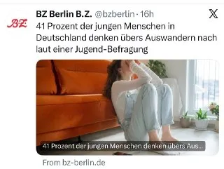 Überraschend: Nur 41 % der Deutschen erwägen Auswanderung