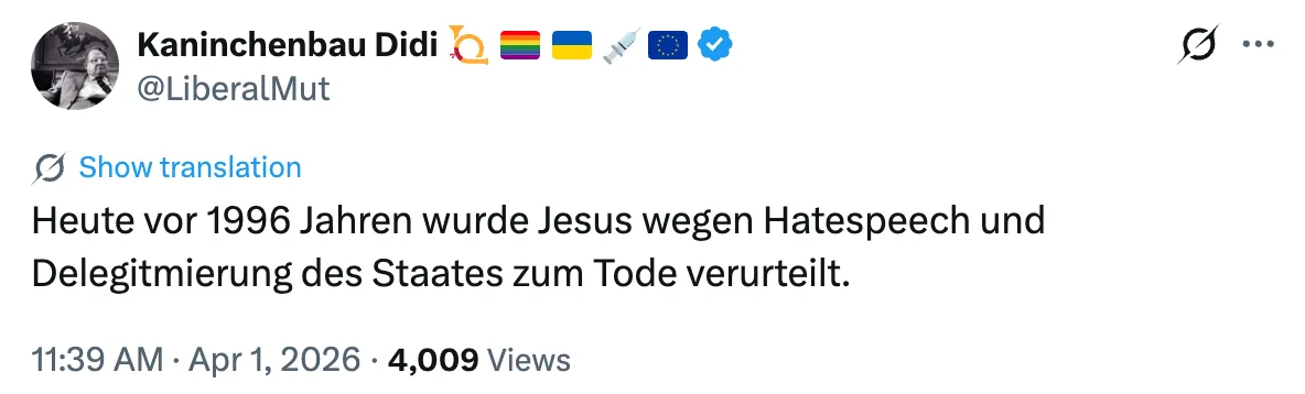Die Kreuzigung Jesu war aber nur analog, nicht digital. Deshalb war sie nicht so schlimm.