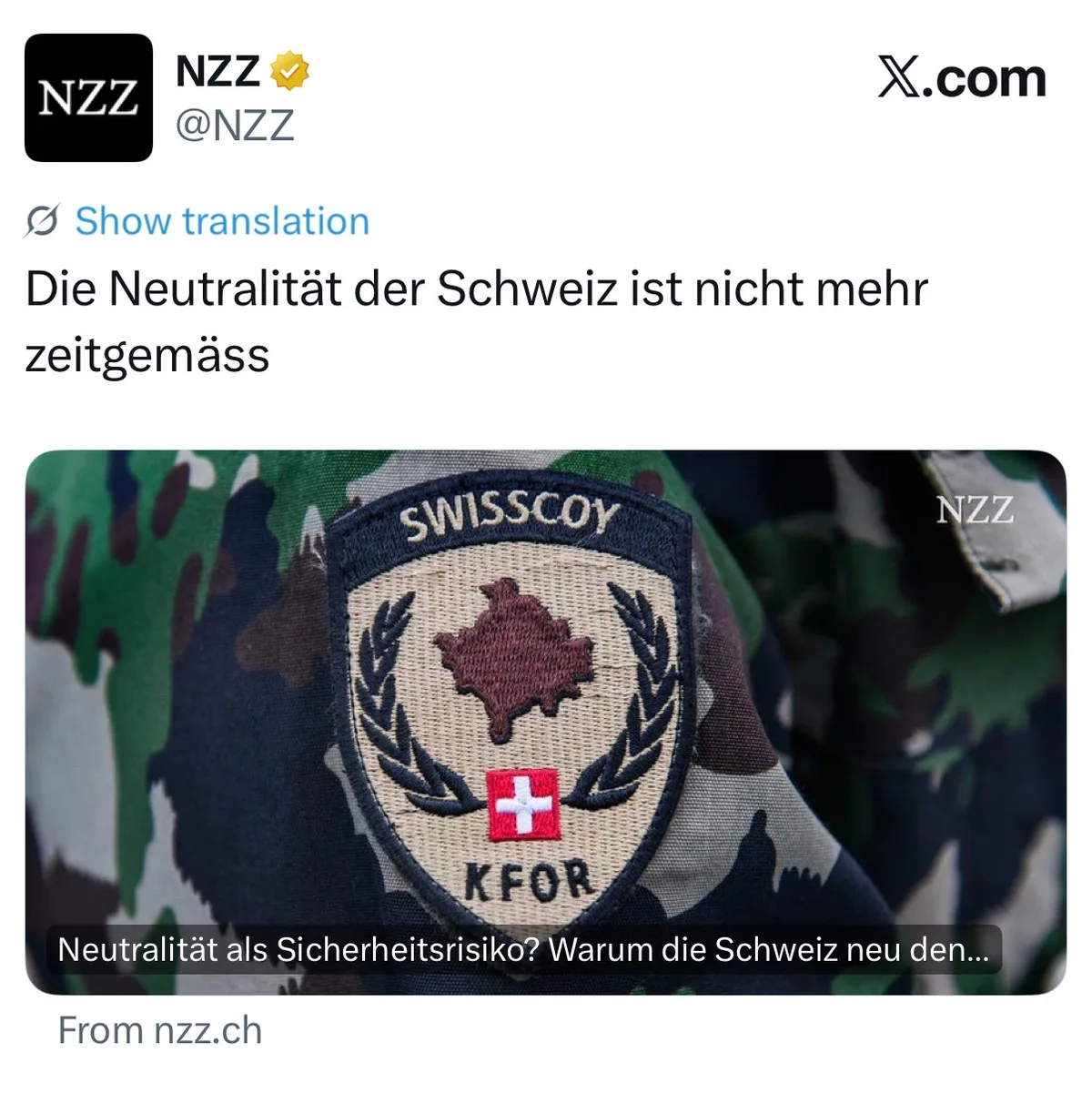 Schweiz in die NATO - die Mission der “NZZ”