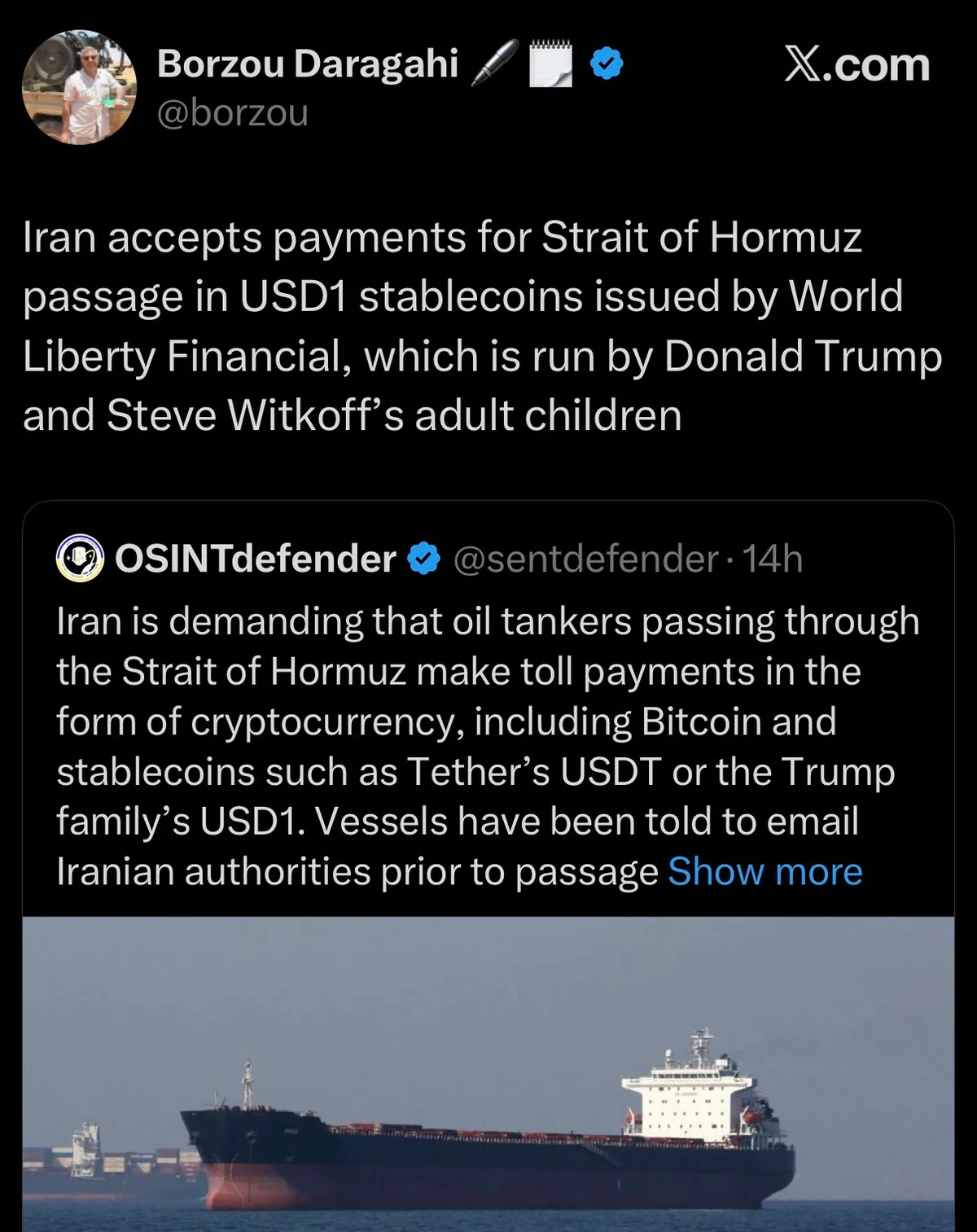 Trumps Familie verdient auch ans Irans Wegegeld