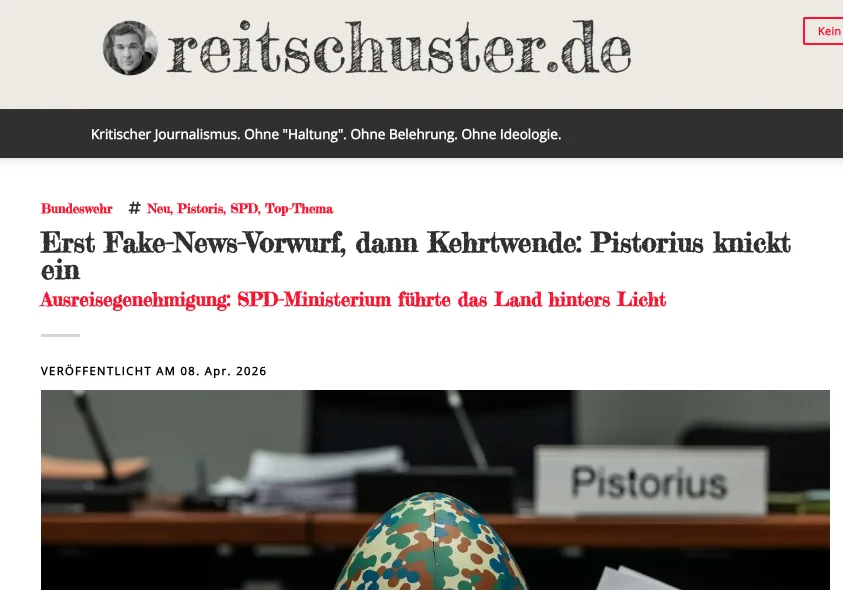 Kriegsminister Pistorius (und AfD-Sprecher) logen gemeinsam über Ausreiseverbote