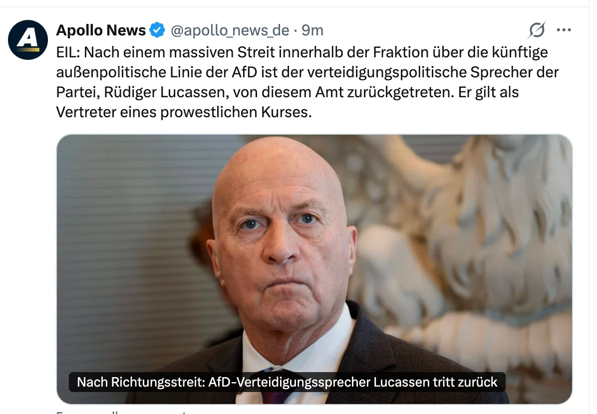 AfD-Bundestagsfraktion versenkt ihr "Atom-U-Boot" Rüdiger Lucassen