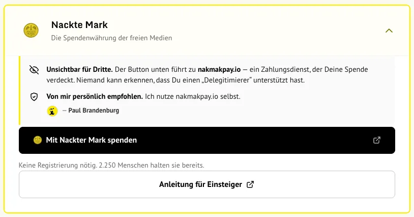Nakmakpay ist da! Endlich kann man auch UNSICHTBAR spenden mit "Nackter Mark"