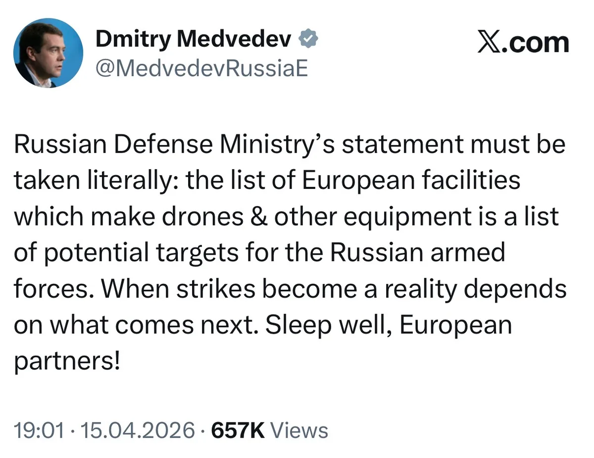 Dimitry Medvedev: „EU“-Rüstungsfirmen sind Angriffsziele für Russland