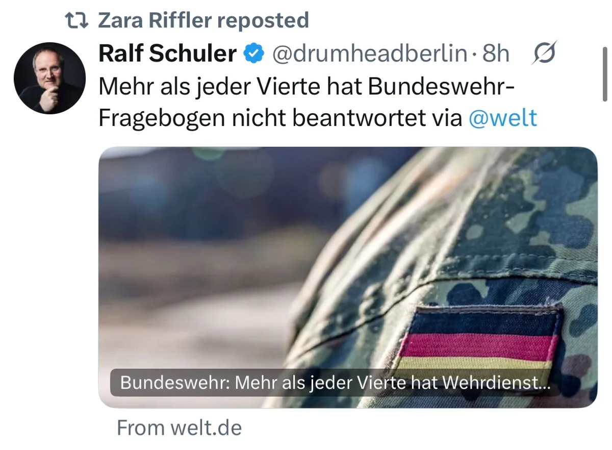 Fuck you, Bundeswehr. Das war deren Antwort. 
