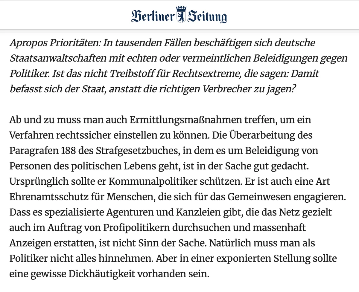 Stasi-Altpapier "Berliner Zeitung": Nur "Rechtsextreme" kritisieren politische Straverfolgung