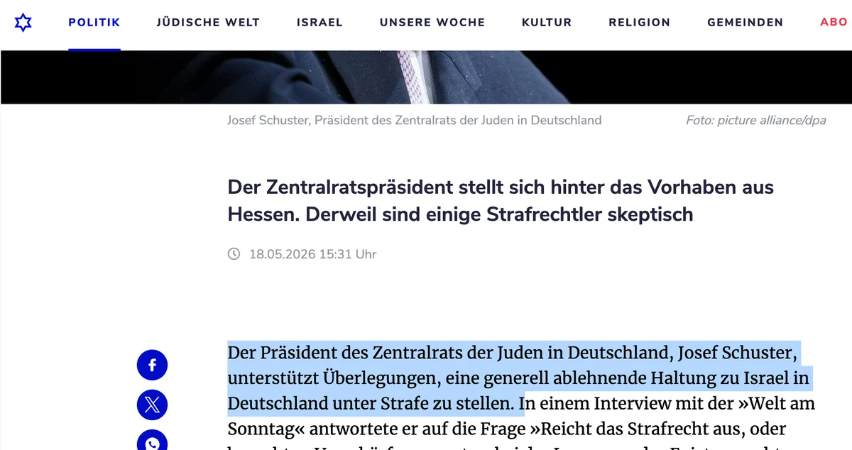 Der Präsident des Zentralrates der Juden in Deutschland ist ein Faschist