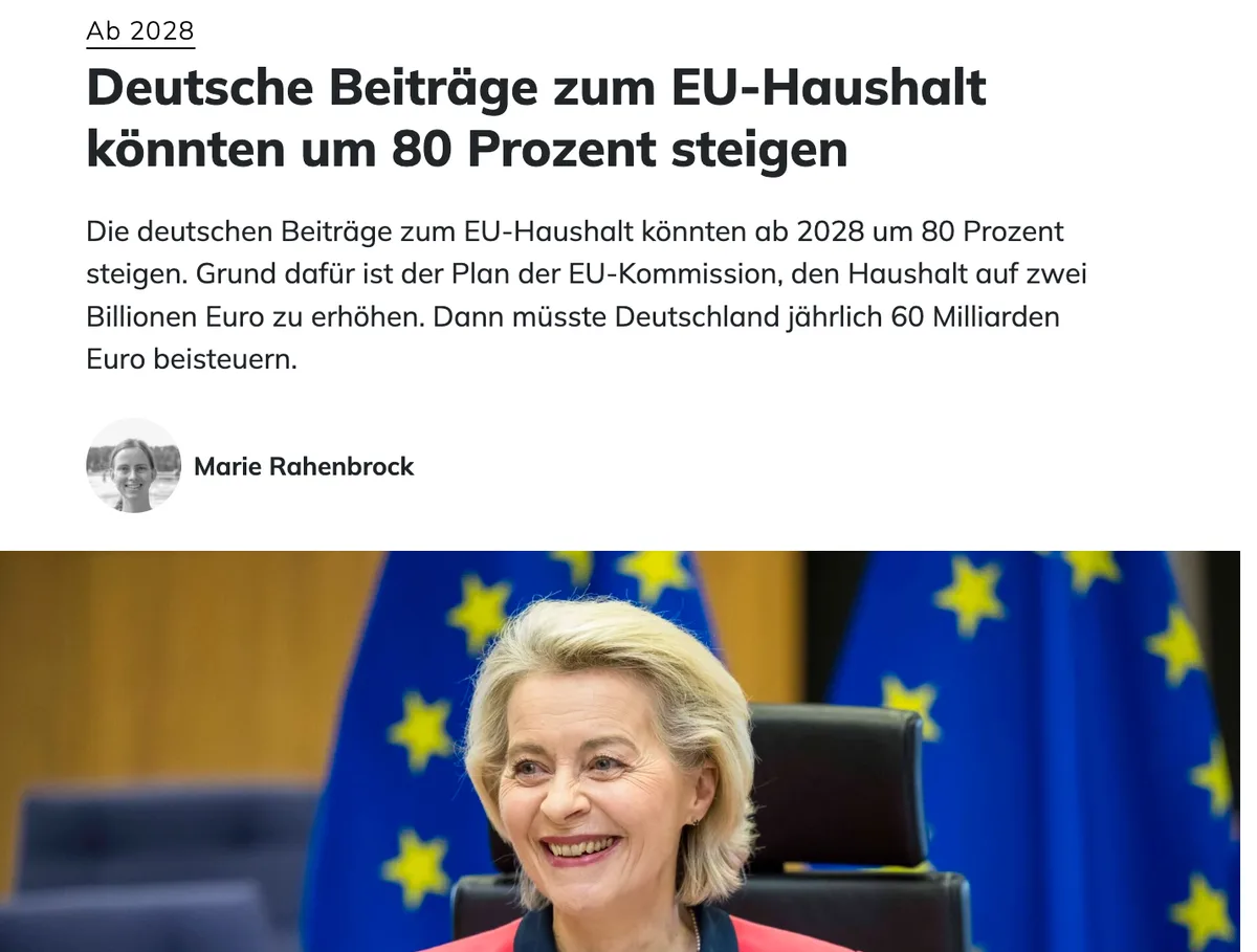 Deutschlands Insassen sollen 80% mehr an ihre "EU"-Herren zahlen