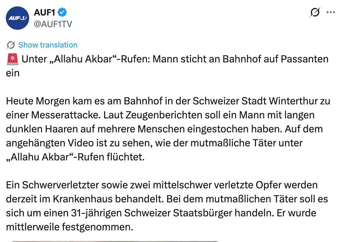 Islam-Terror scheint endgültig in der Schweiz angekommen