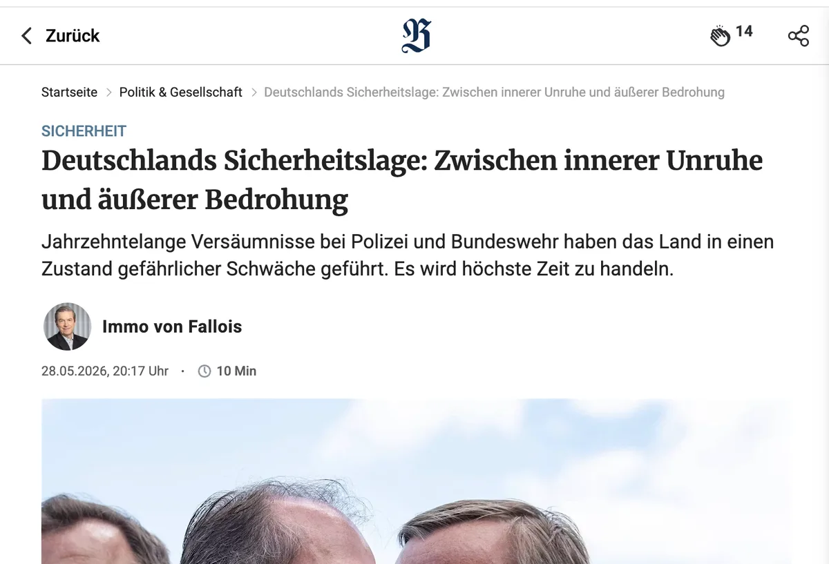 Berliner Zeitung plädiert für Aufrüstung von Polizei & Militär angesichts "innerer Unruhe"
