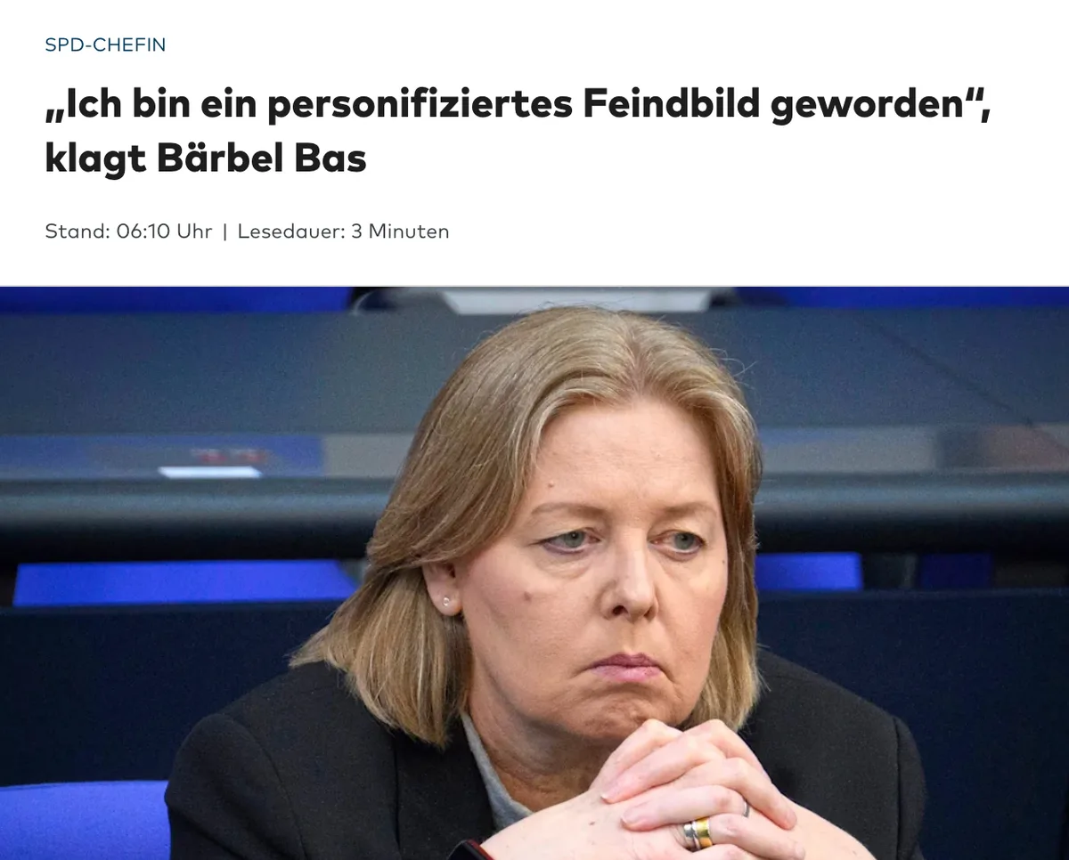 Linksfaschistin Bärbel Bas (SPD) beklagt "Hass" gegen sich
