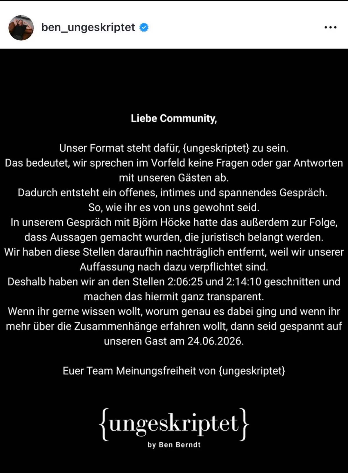 Warum ich von “Ben ungeskripted” nie etwas gehalten habe? Deswegen: