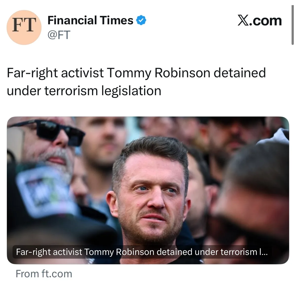 Tommy Robinson erneut als „Terrorist“ festgehalten
