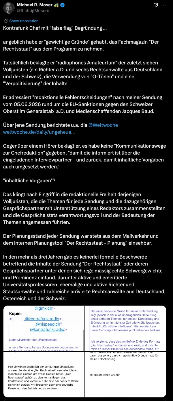 Das Scheitern von @Kontrafunk ist bedauerlich.