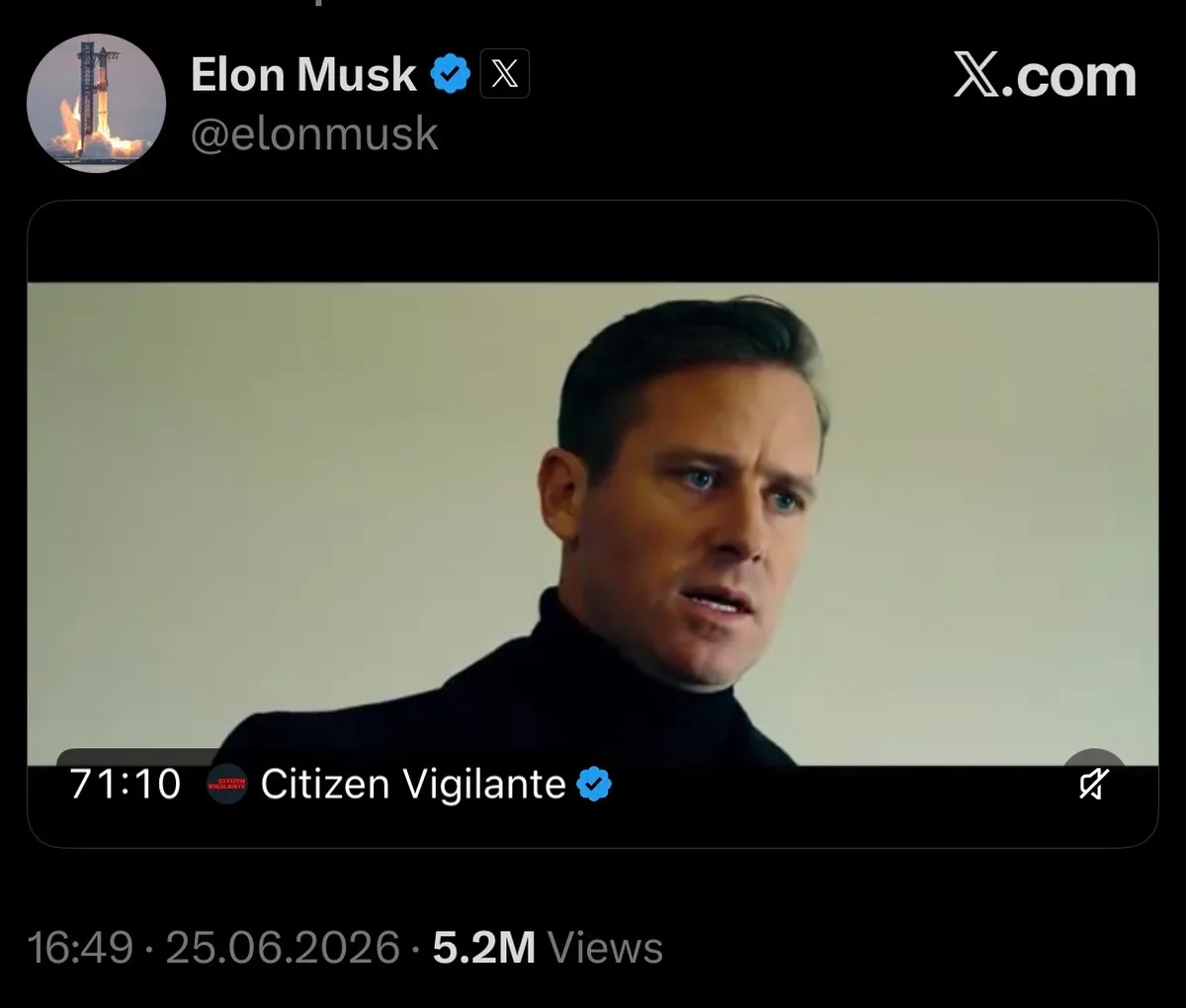 Elon Musk zeigt „Citizen Vigilante“ kostenlos auf X für jederman 