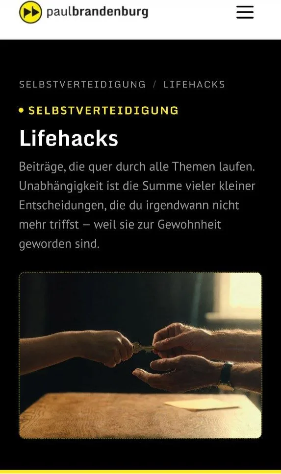 Neu auf paulbrandenburg.com: Die Selbstverteidigung-Sektion ist online!