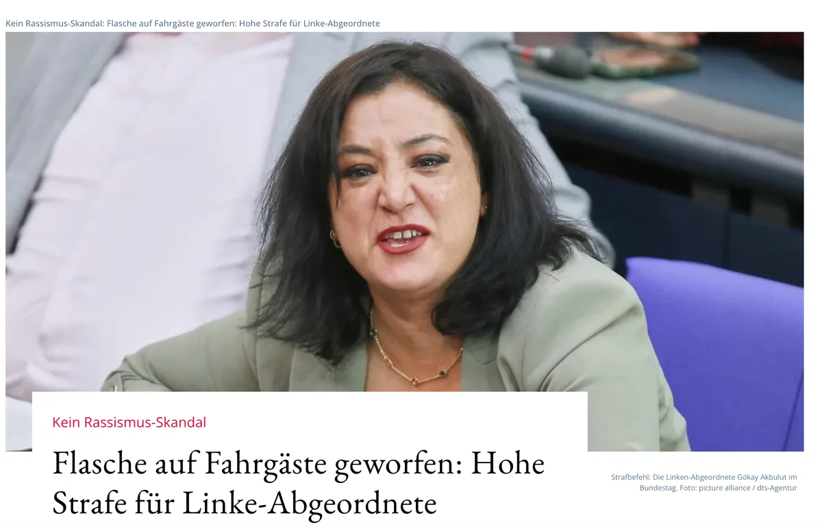 Verurteilt: "Linken"-Türkin  im Bundestag benimmt sich wie alle Gewalt-"Migranten"