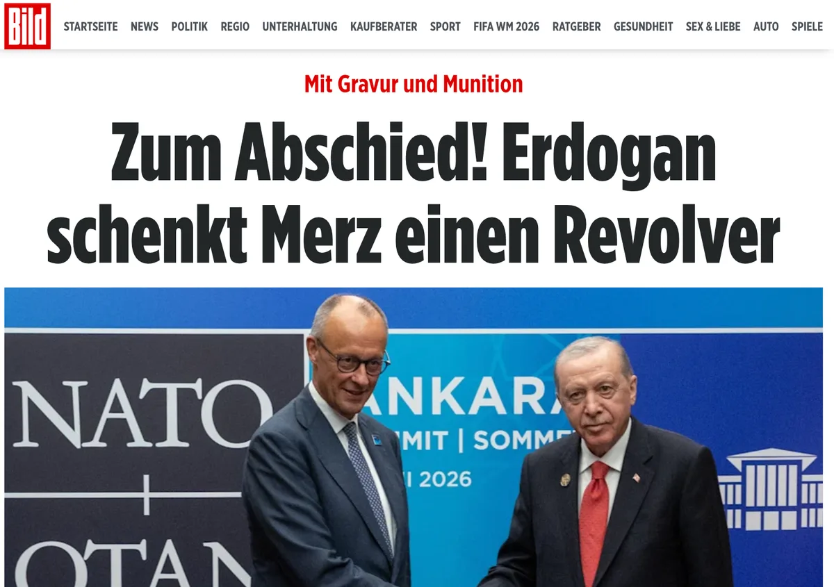 Erdogan schenkte Merz einen Revolver samt Munition.