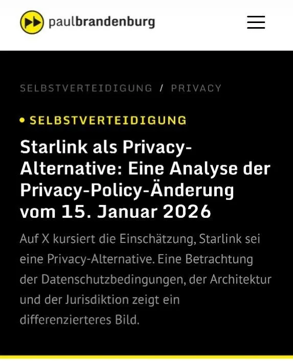 Starlink als Privacy-Alternative: Eine Analyse der Privacy-Policy-Änderung vom 15. Januar 2026!