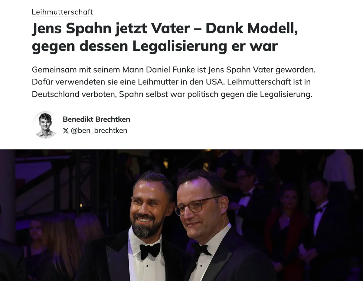 Massenmörder Jens Spahn hat sich illegal ein Baby gekauft