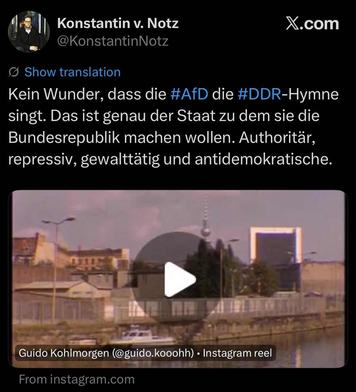 Faszinierend: „Grünen“-Funktionär erkennt nicht, über wen er spricht, wenn er vor der „AfD“ warnt. 