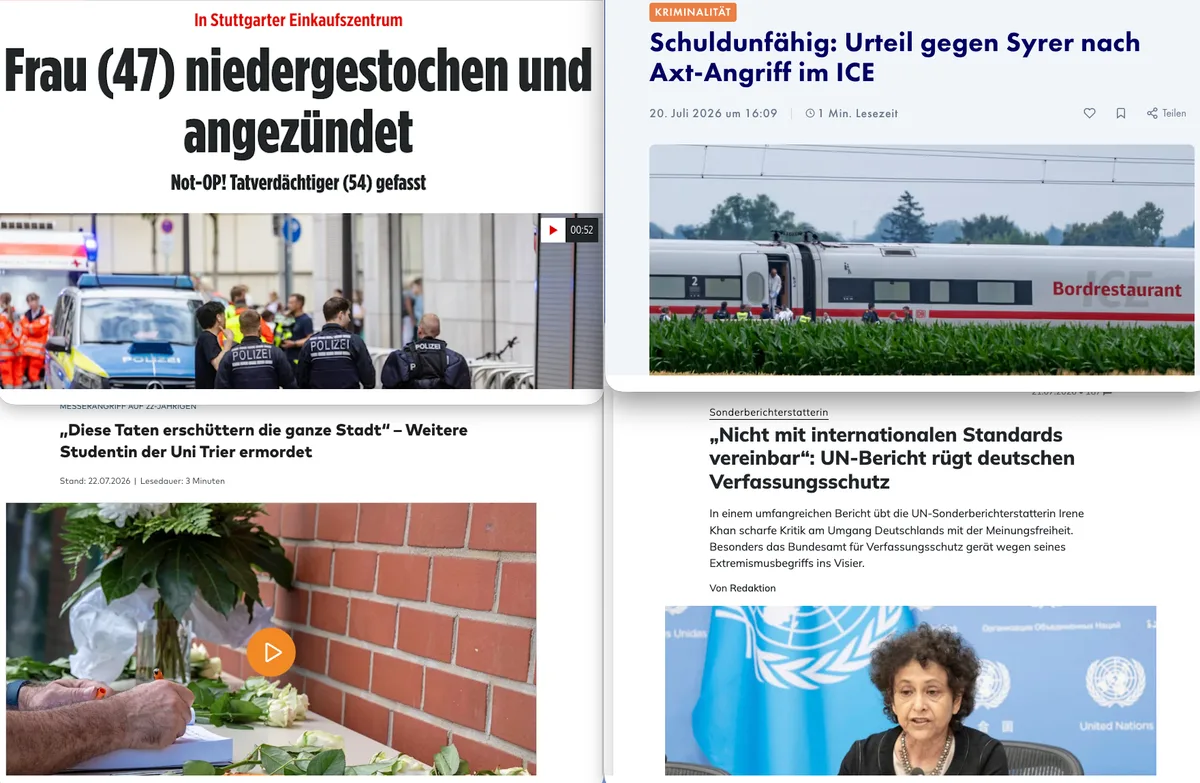 Deutschland auf einen Blick: Musel-Mörder schlachten Bevölkerung ab - wer das kritisiert wird von Geheimpolizei verfolgt