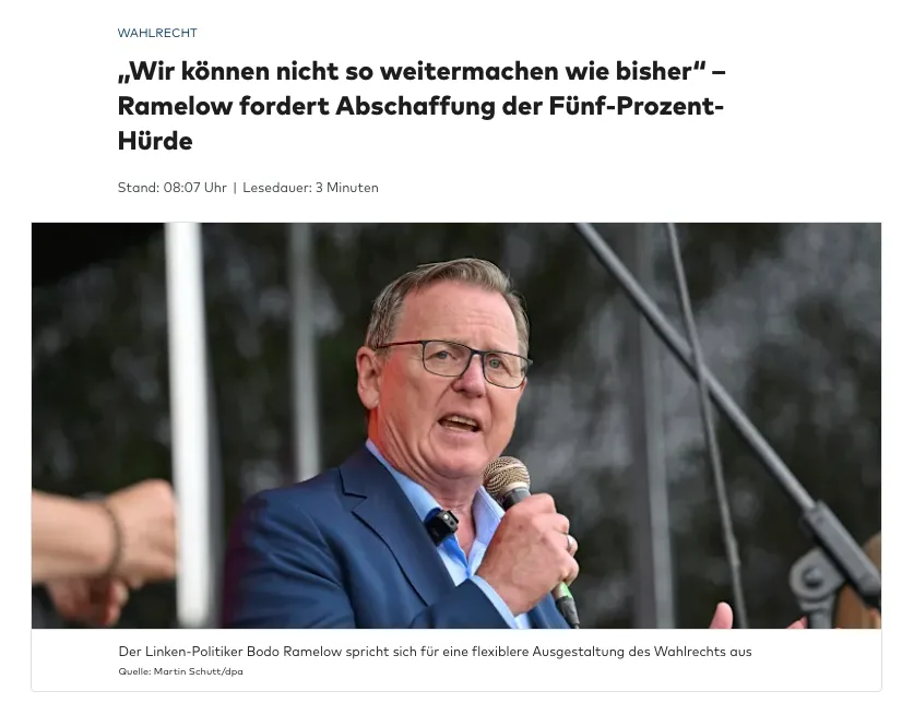 Herrlich: Rotfaschist Bodo Ramelow zittert vor 5%-Hürde