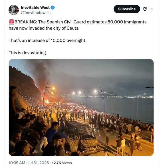 Mehr als 50.000 Moslem-Invasoren an einem Tag: Spaniens Nordafrika-Exklaven wurden überrannt