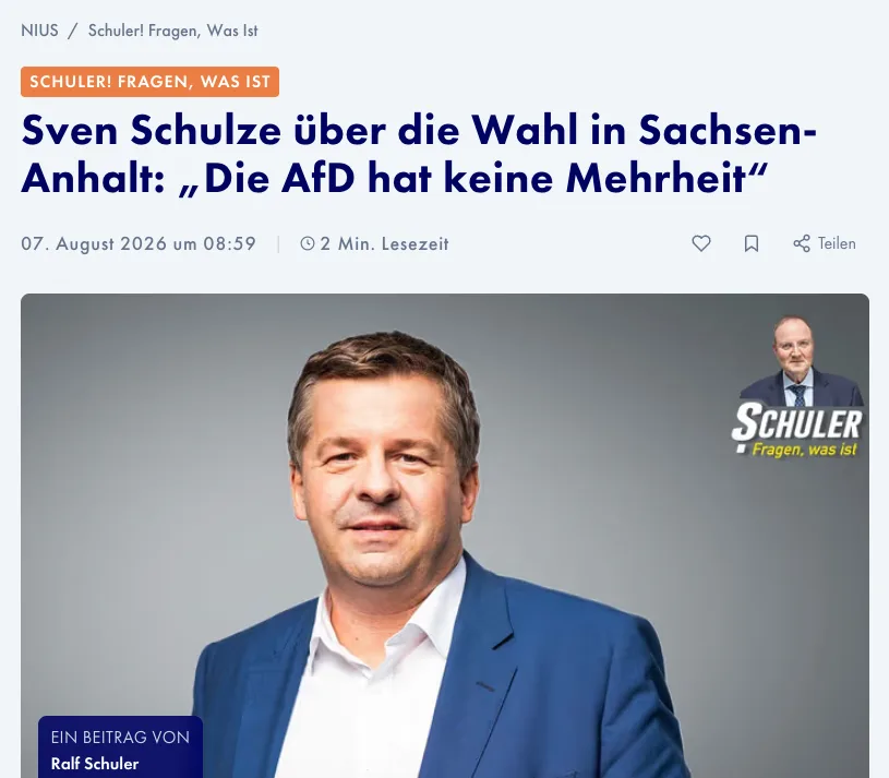 Regimemedium "Nius" macht CDU-Wahlkampf - diesmal in Sachsen-Anhalt