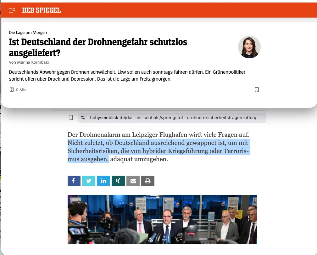 Drohnenshow & Kriegspropaganda: Spiegel & Tichys-Einblick ziehen an einem Strang