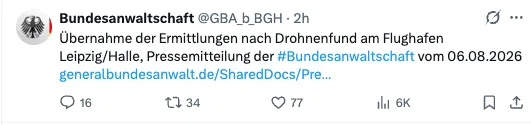 Generalbundesanwalt ermittelt zu "Drohnenanschlag"