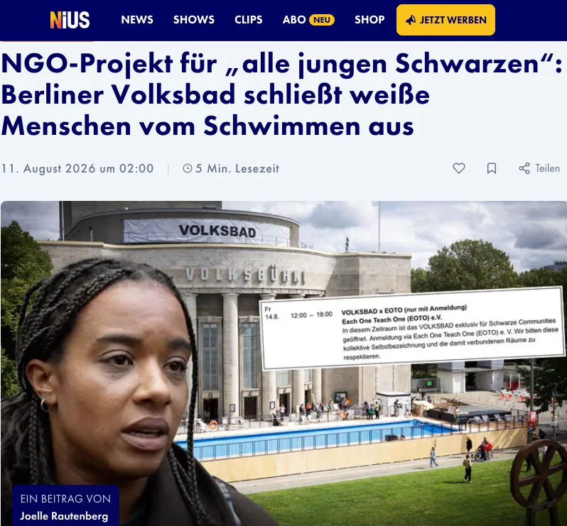 Baden nur für Neger: Berliner Volksbühne bringt Rassentrennung zurück