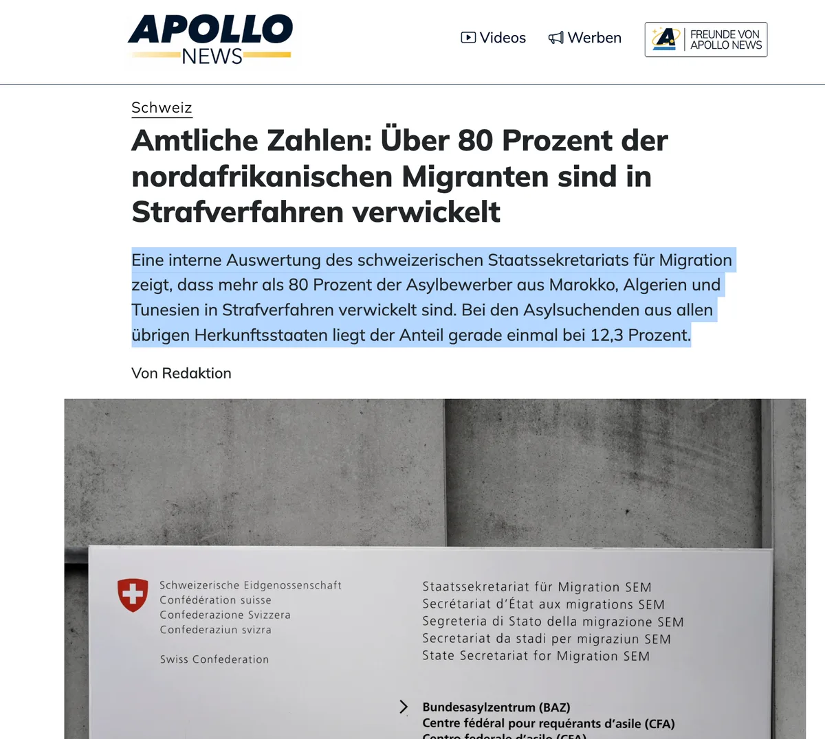 Schweiz: 80% der "Asylsuchenden" aus Nordafrika in Straftaten verwickelt