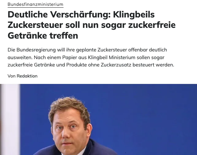 Ruhe, Untertanen! Wenn Ihr so doof seid, Luftsteuern zu zahlen, müsst Ihr auch Zuckersteuer für zuckerfreie Getränke zahlen.