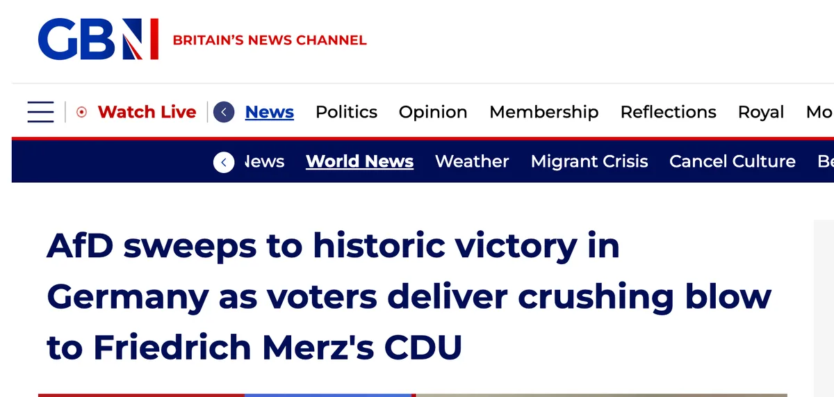 Today 15:30h on GBNews: My comments on the "historic victory" of AfD in Saxony-Anhalt
