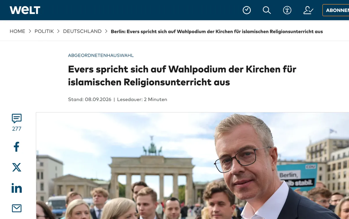 Berlinwahl: CDU-Spitzenkandidat will "Islam-Unterricht" an Schulen
