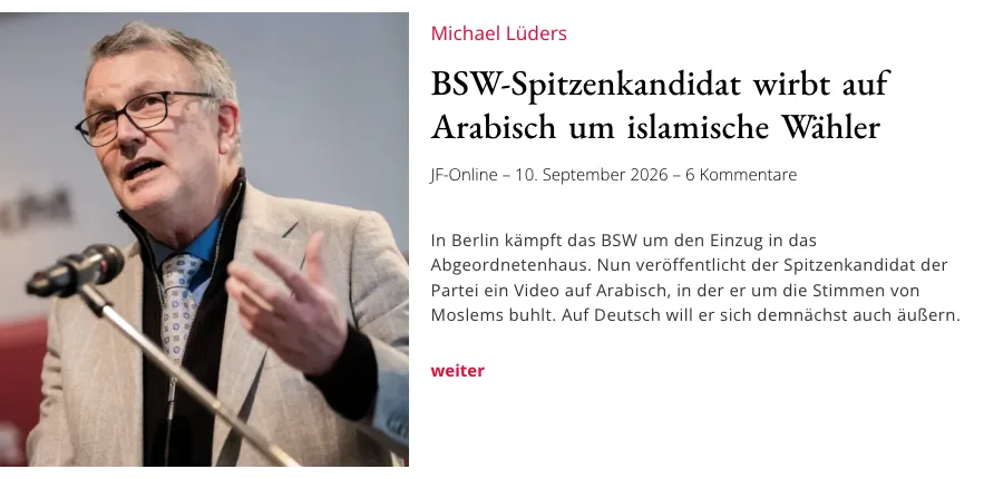 Erinnerungsservice: Das "BSW" will auch Umvolkung