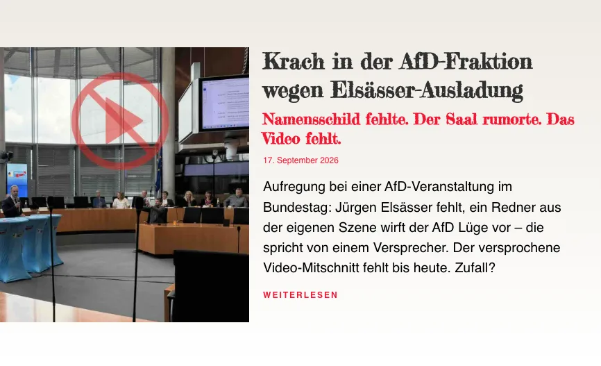 Erinnerungsservice: Die AfD-Bundestagsfraktion ist ein Opportunistenhaufen