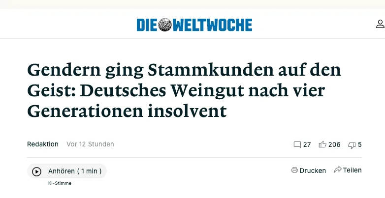 Famielienbetrieb in 4. Generation Insolvent dank "Gendern"