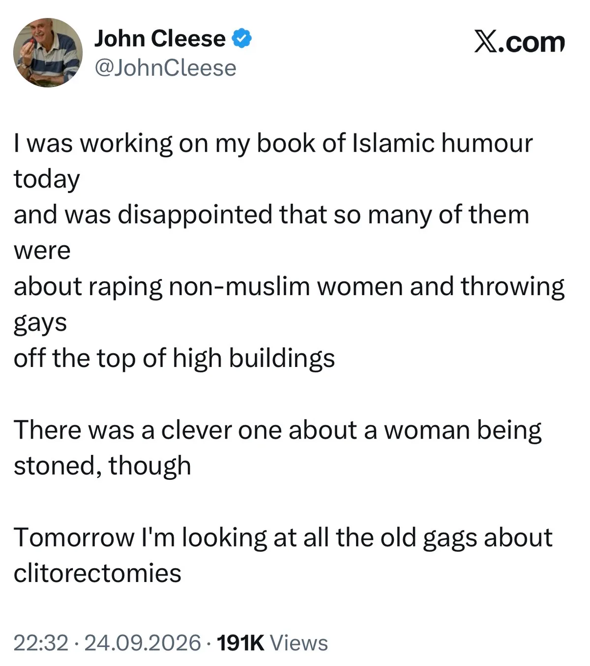 Monty-Python-Star John Cleese über „islamischen Humor“