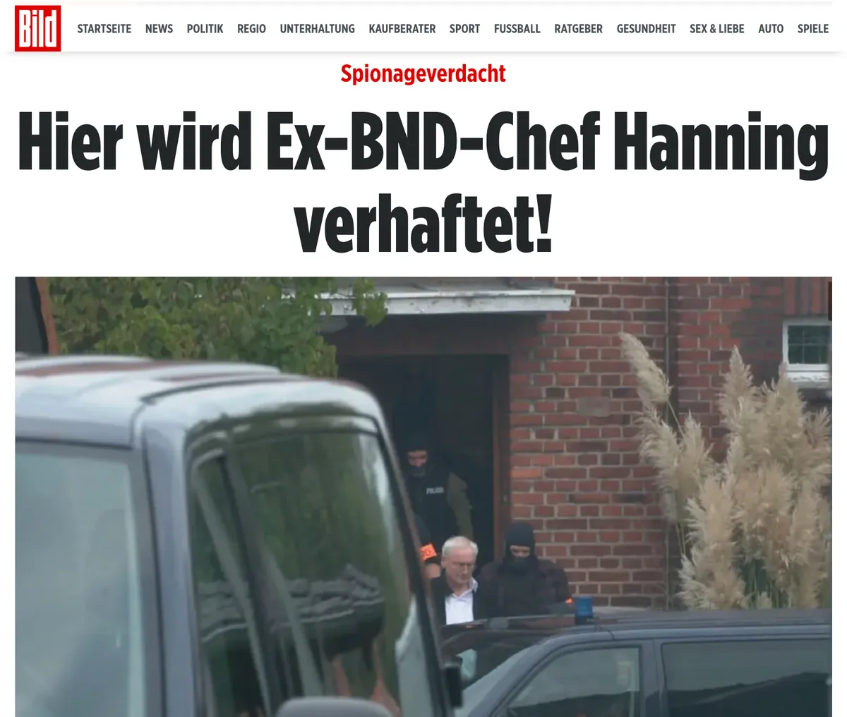 Ex-BND-Chef August Hanning verhaftet wegen Verdachts der Spionage