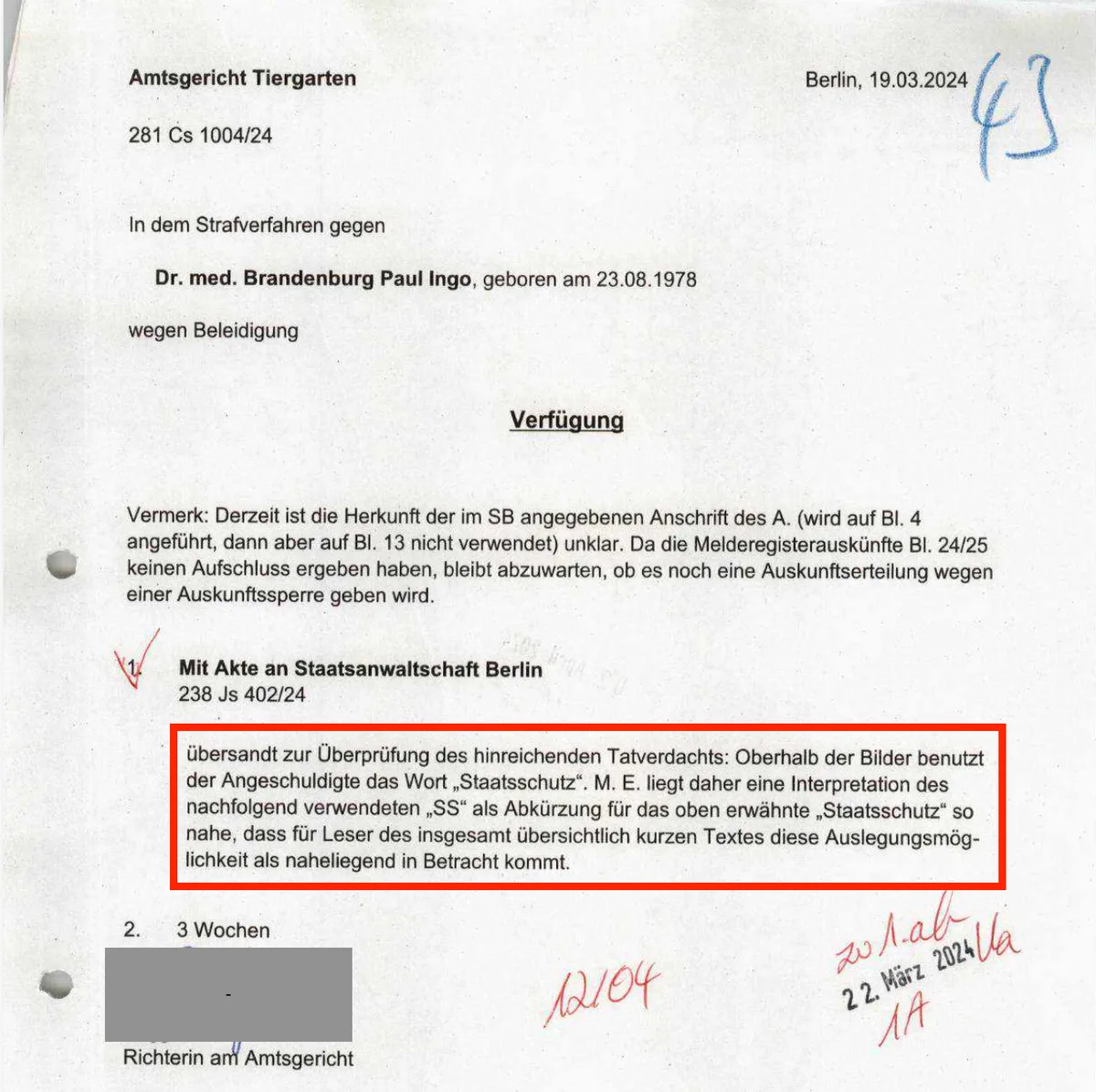 Politjustiz fingiert rechtskräftigen Strafbefehl gegen Paul Brandenburg