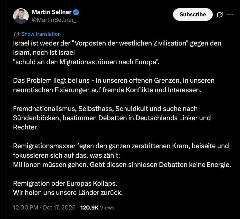 Martin Sellner erklärt hier mittelbar auch die Erbärmlichkeit (und Absurdität) des Antisemitismus.