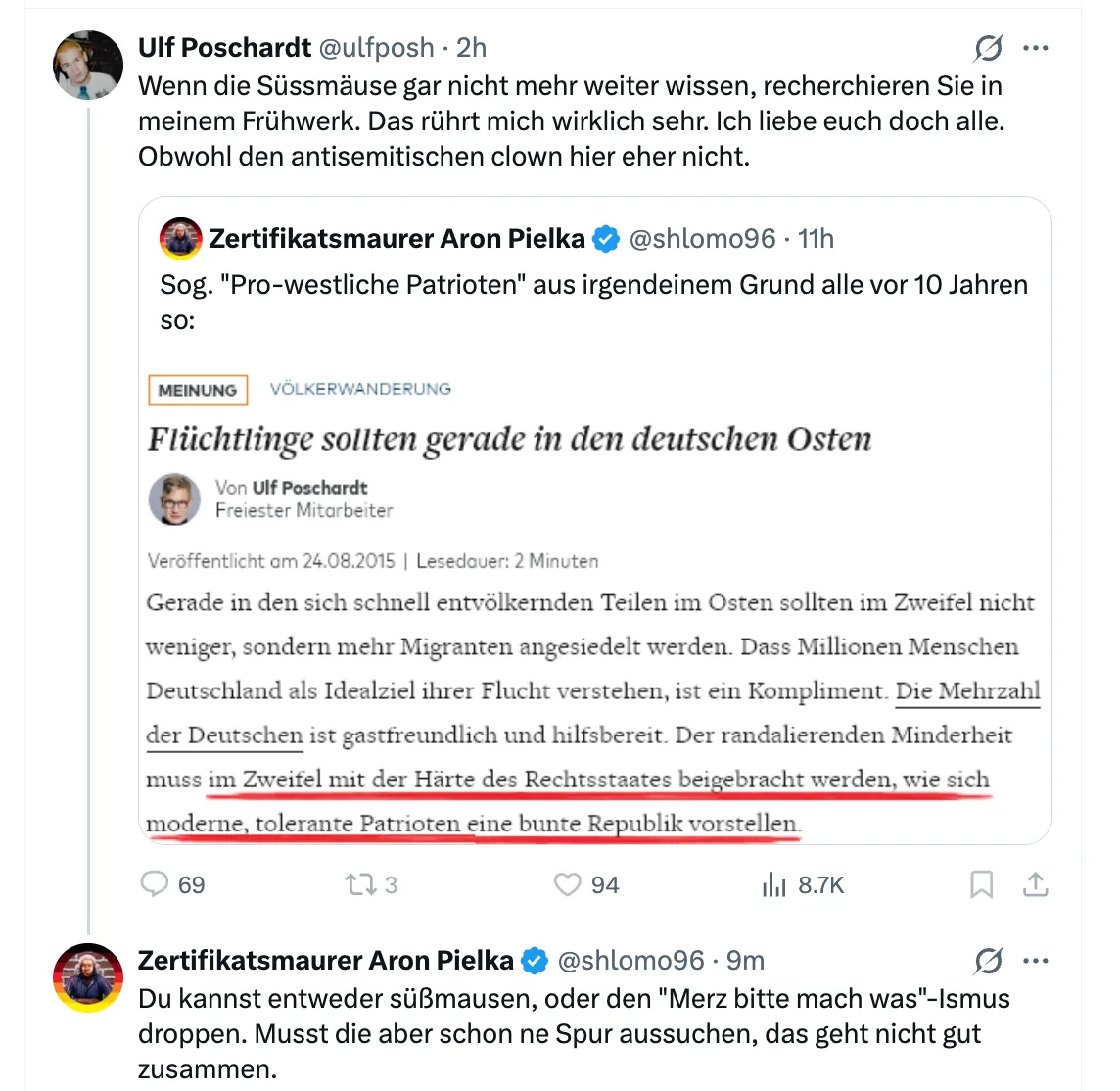 Erinnerungsservice: Regime-Jornutte Ulf Poschardt ist Träger eines Propaganda-Ordens der Ukraine