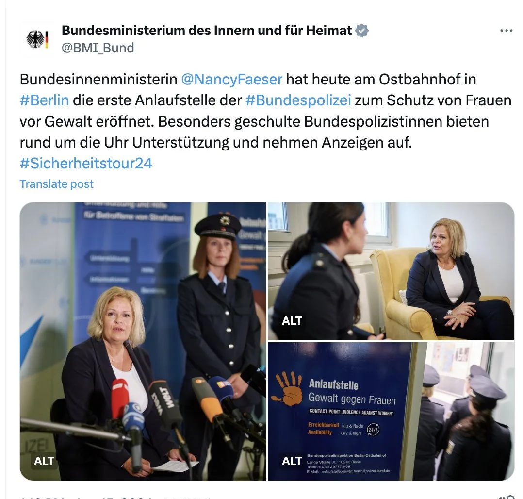 Unsere Servicedemokratie: Faeser eröffnet Frauenhaus direkt im Bahnhof