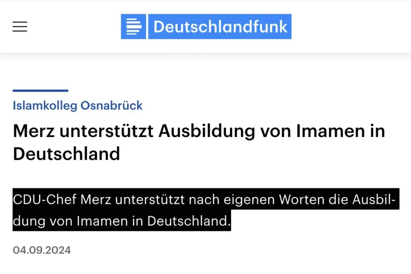 Wahlhinweis für Brandenburger: Die "christliche" Partei "CDU" betreibt die Islamisierung Deutschlands