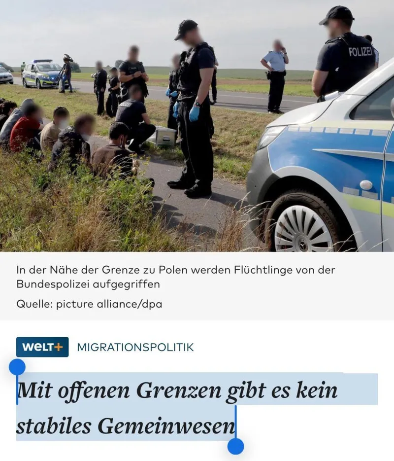 Offene Grenzen zerstören eine Gesellschaft. Genau darum halt das Regime sie offen.