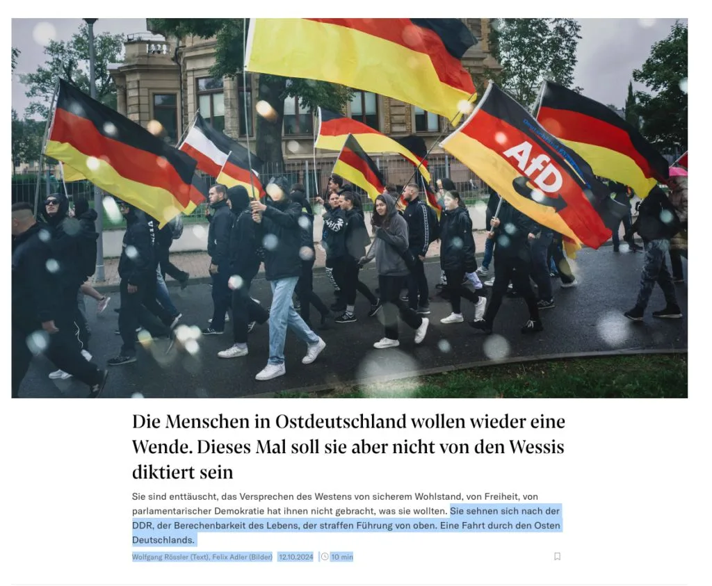 Nato Zürcher Zeitung: Ossis sehnen sich nach "straffer Führung"